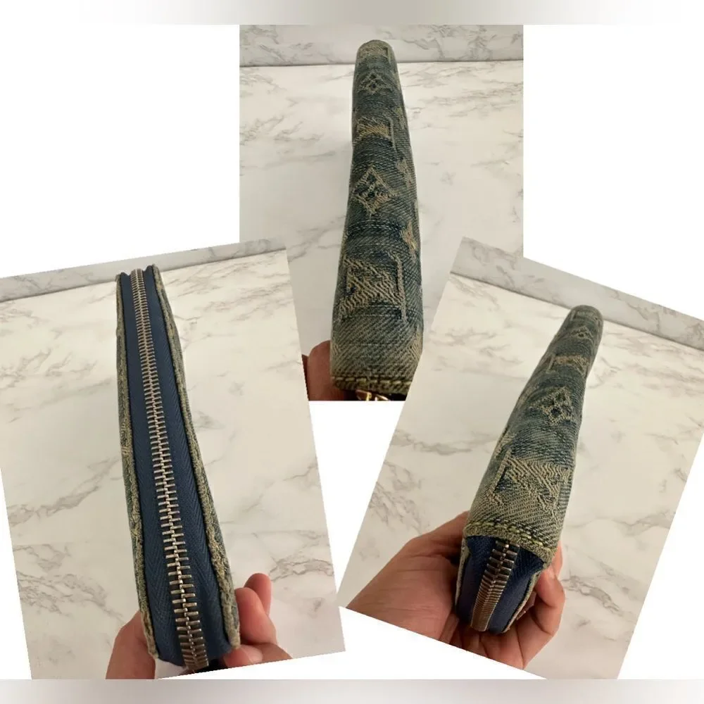 🌺RARE🌺 LOUIS VUITTON Monogram Denim Zippy Long Wallet Blue